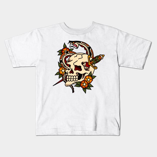 Cycle of Life Skull Kids T-Shirt by OldSalt